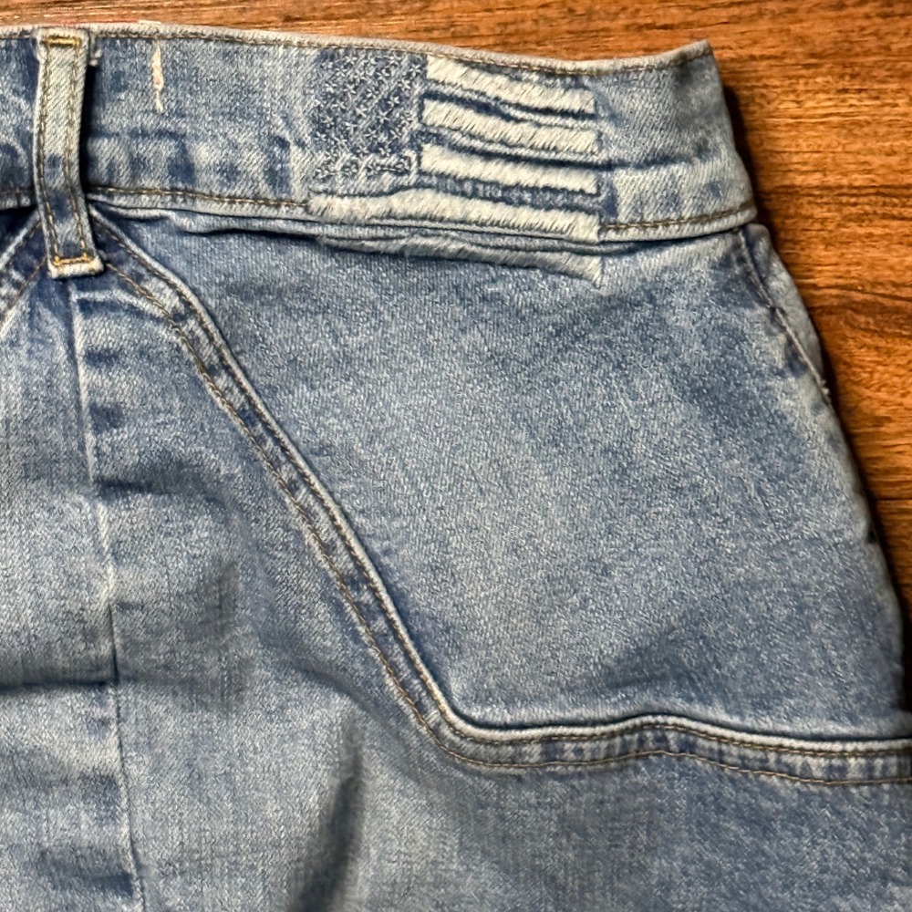 Revice Denim Flare Jeans Womens 26 Blue Star Back Seam Raw Hem Retro Boho